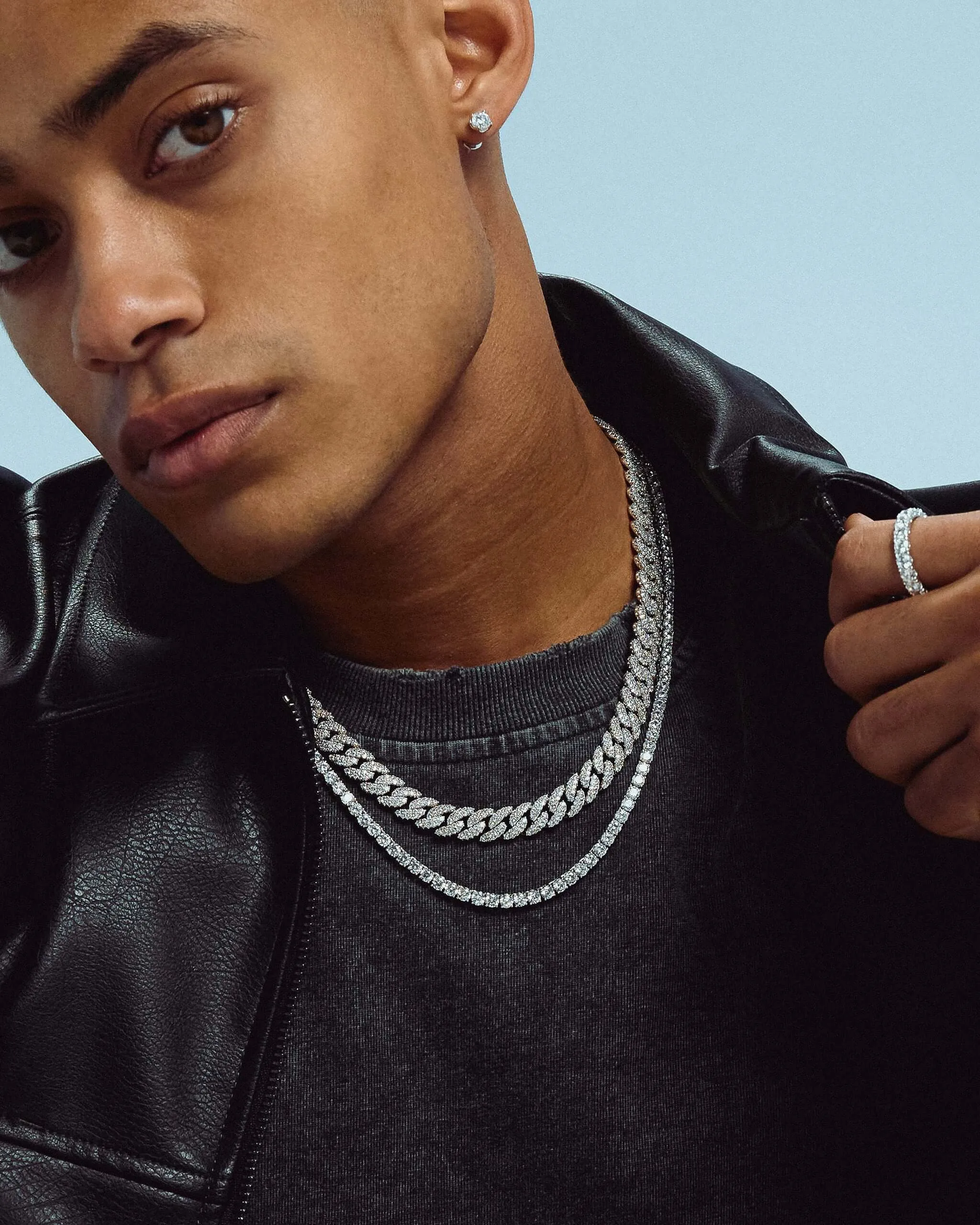 Iced Chain Stack - Silver