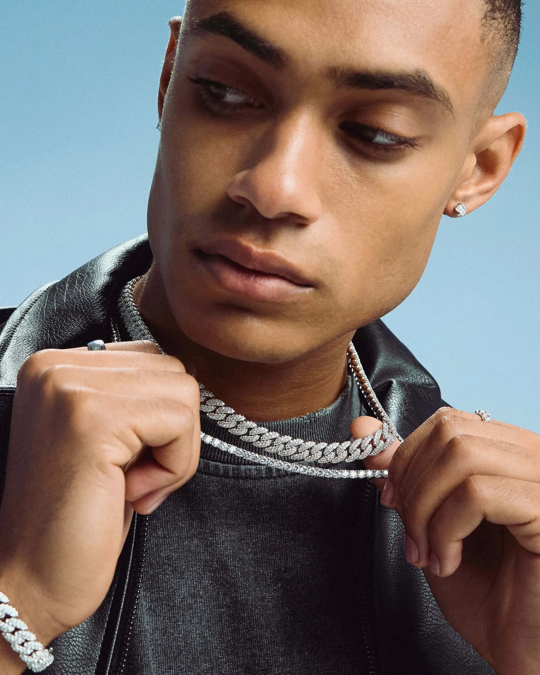 Iced Chain Stack - Silver