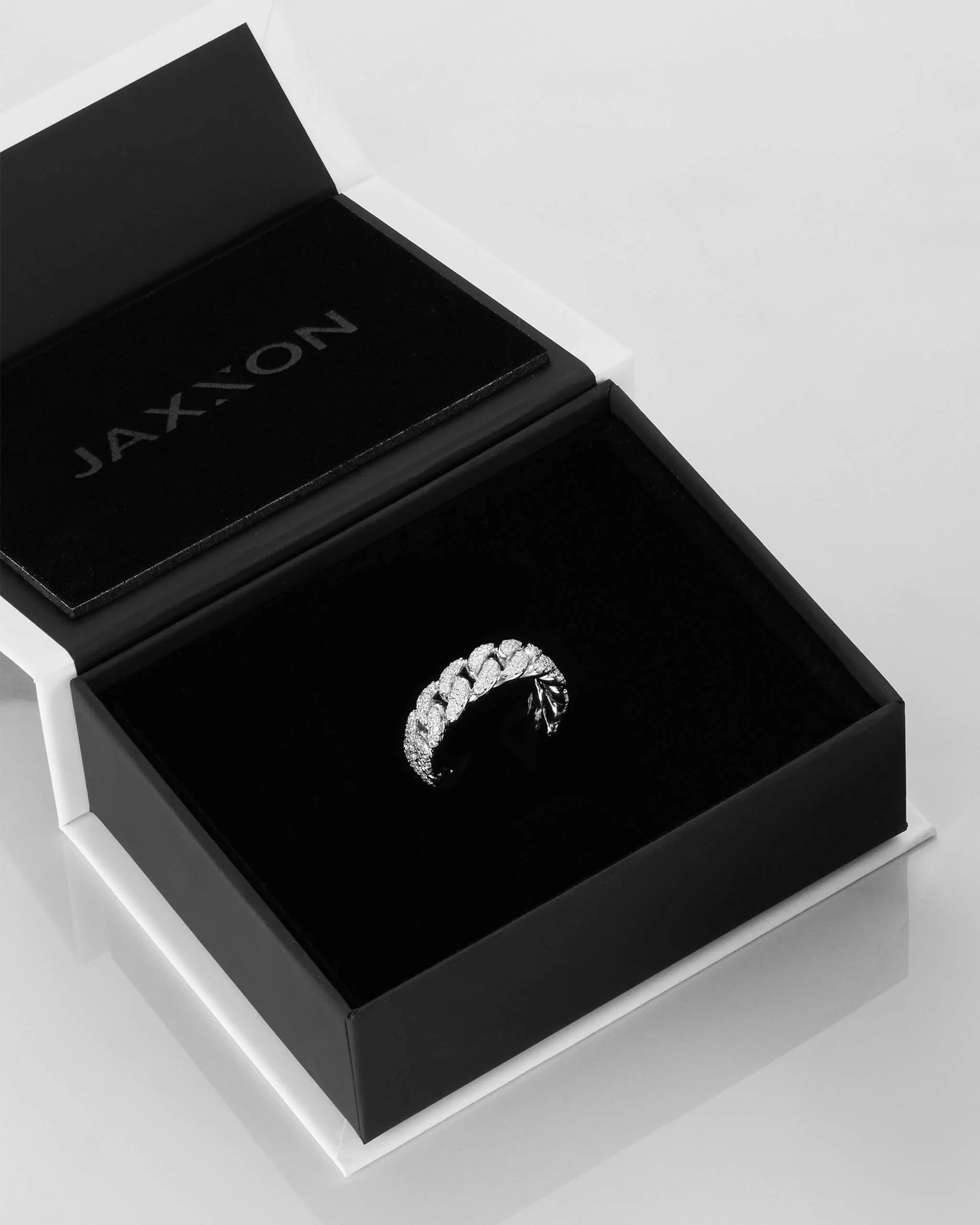 Iced Out Cuban Link Ring - Silver