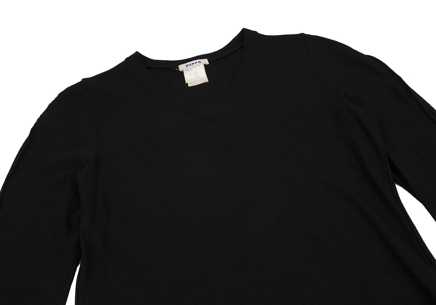 Issey Miyake Japan. "Zucca Line" Black V-Neck Knit Wool Dress