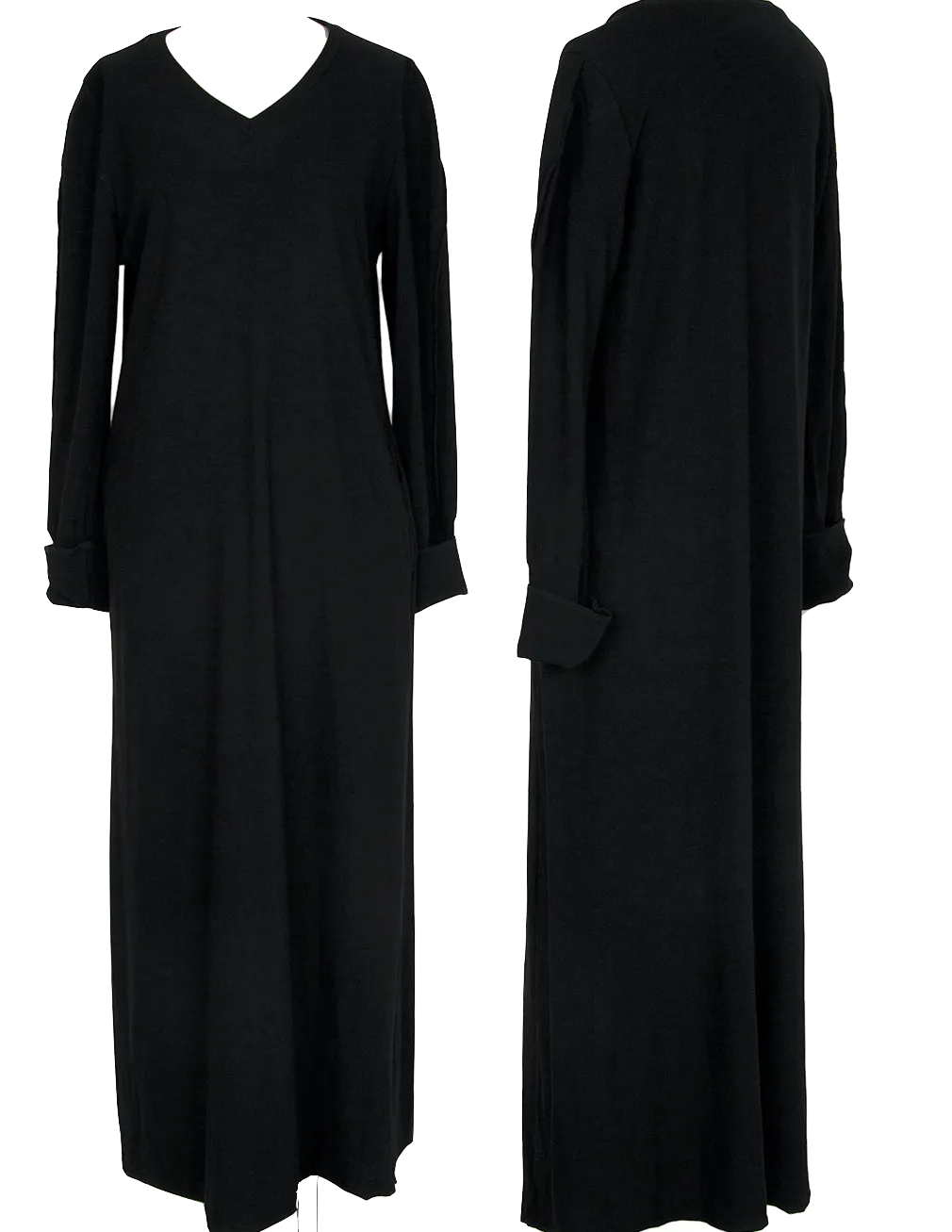 Issey Miyake Japan. "Zucca Line" Black V-Neck Knit Wool Dress