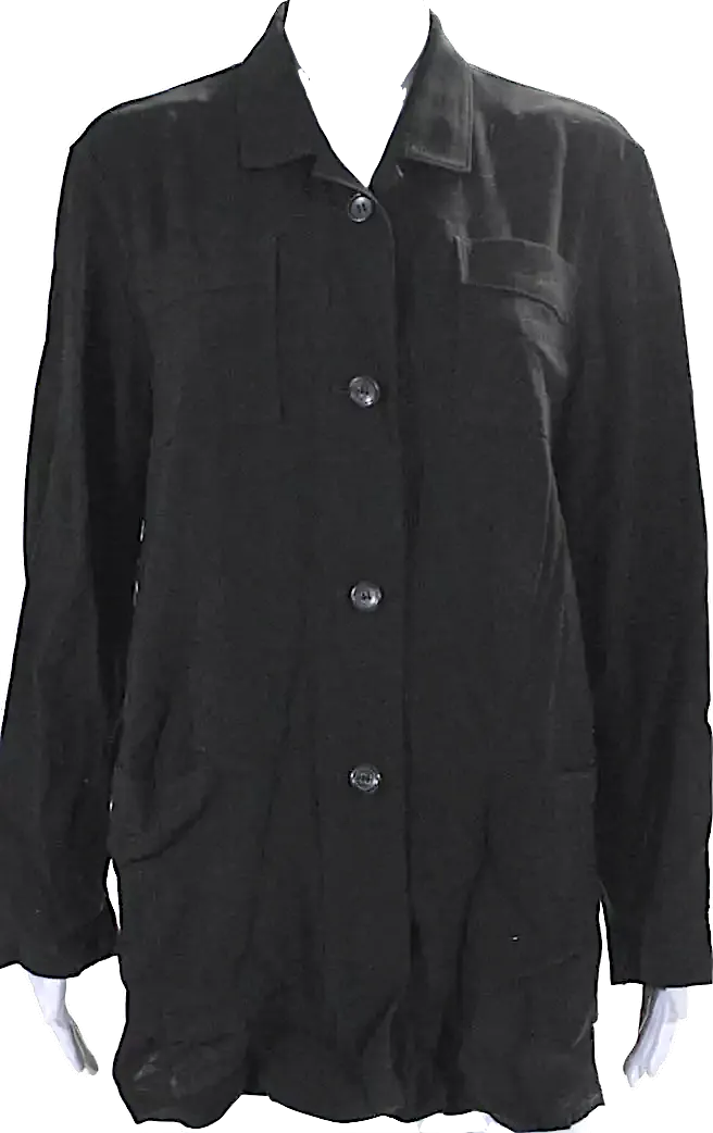 Jil Sander Black Wool Buttoned Long Sleeved Collared Shirt Dress