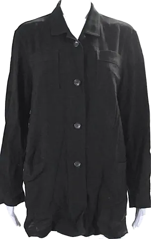 Jil Sander Black Wool Buttoned Long Sleeved Collared Shirt Dress