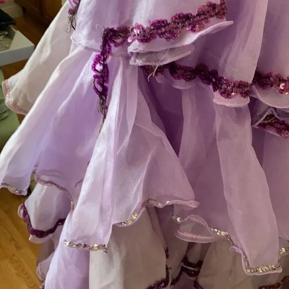 Lavender Floor Length Skirt Ruffled Skirt