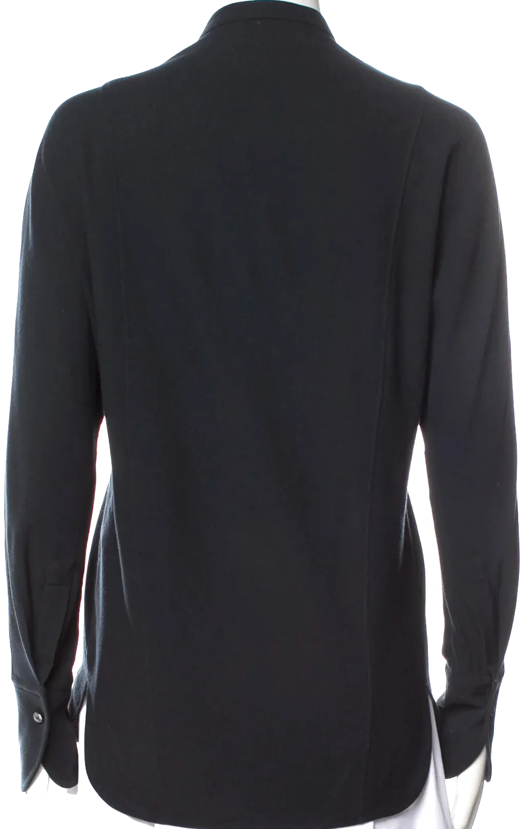 Lemaire Paris. Blue Crew Neck Long Sleeve Button Up Top
