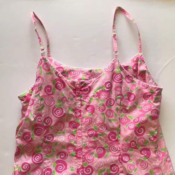 Lilly Pulitzer Rare Vintage White Label Y2k Slip Dress Snail Print Barbie Pink 6