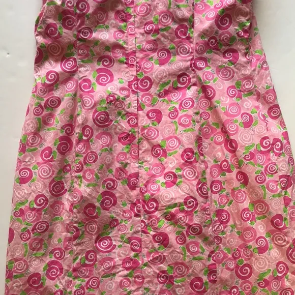 Lilly Pulitzer Rare Vintage White Label Y2k Slip Dress Snail Print Barbie Pink 6