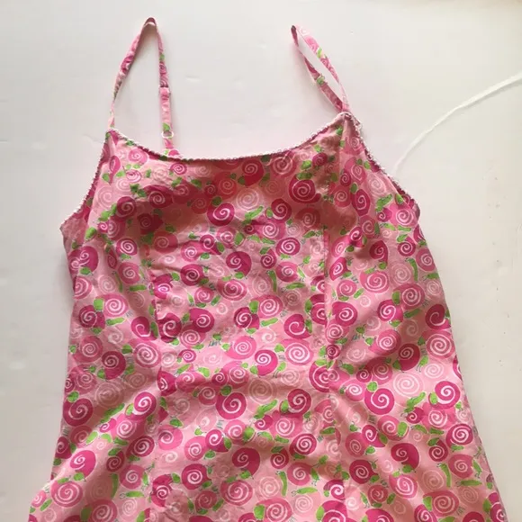 Lilly Pulitzer Rare Vintage White Label Y2k Slip Dress Snail Print Barbie Pink 6