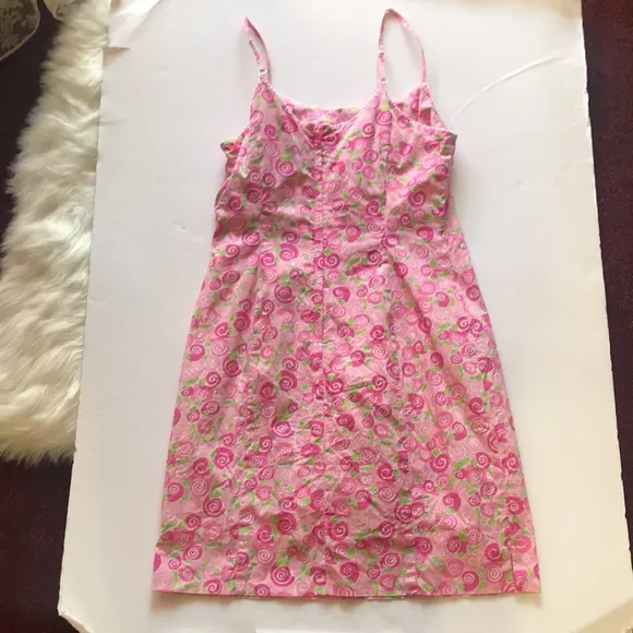 Lilly Pulitzer Rare Vintage White Label Y2k Slip Dress Snail Print Barbie Pink 6