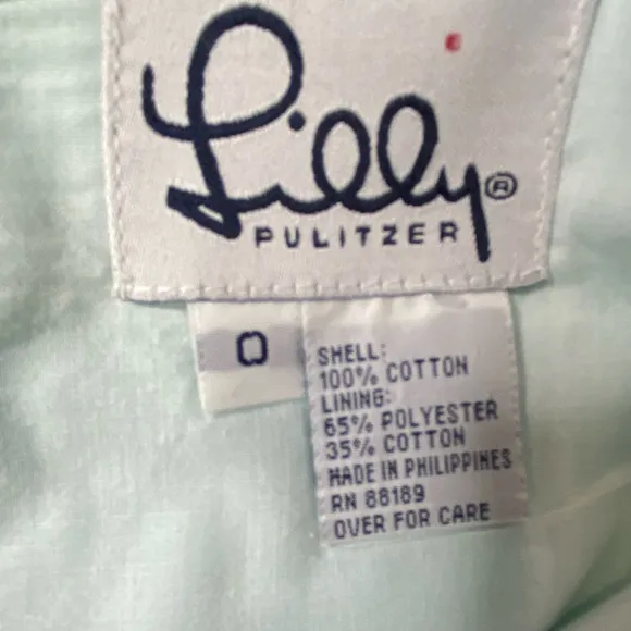 Lilly Pulitzer Vintage White Label Lobster and Daisy Teal Skirt Sz 0
