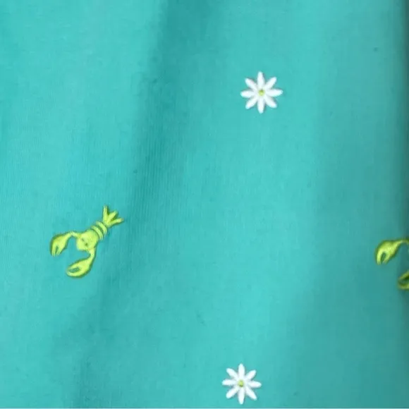 Lilly Pulitzer Vintage White Label Lobster and Daisy Teal Skirt Sz 0