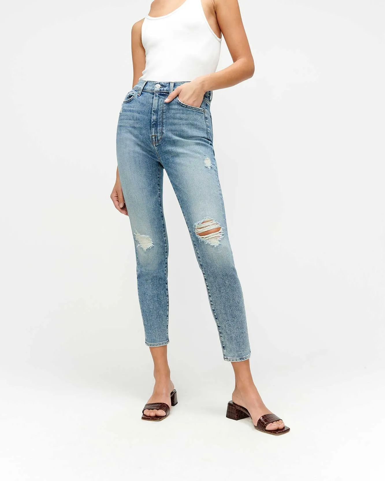 Luxe Vintage High Waist Ankle Skinny in Sloane Vintage Distress