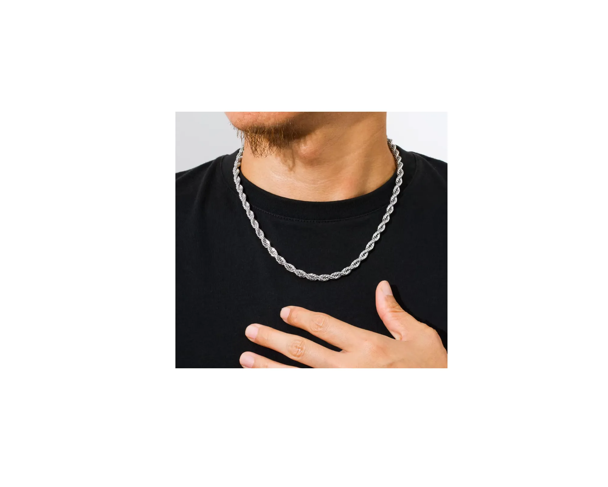Men's Solid Rope Chain Necklace - Silver