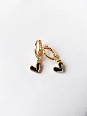 Mini Black Heart Earrings