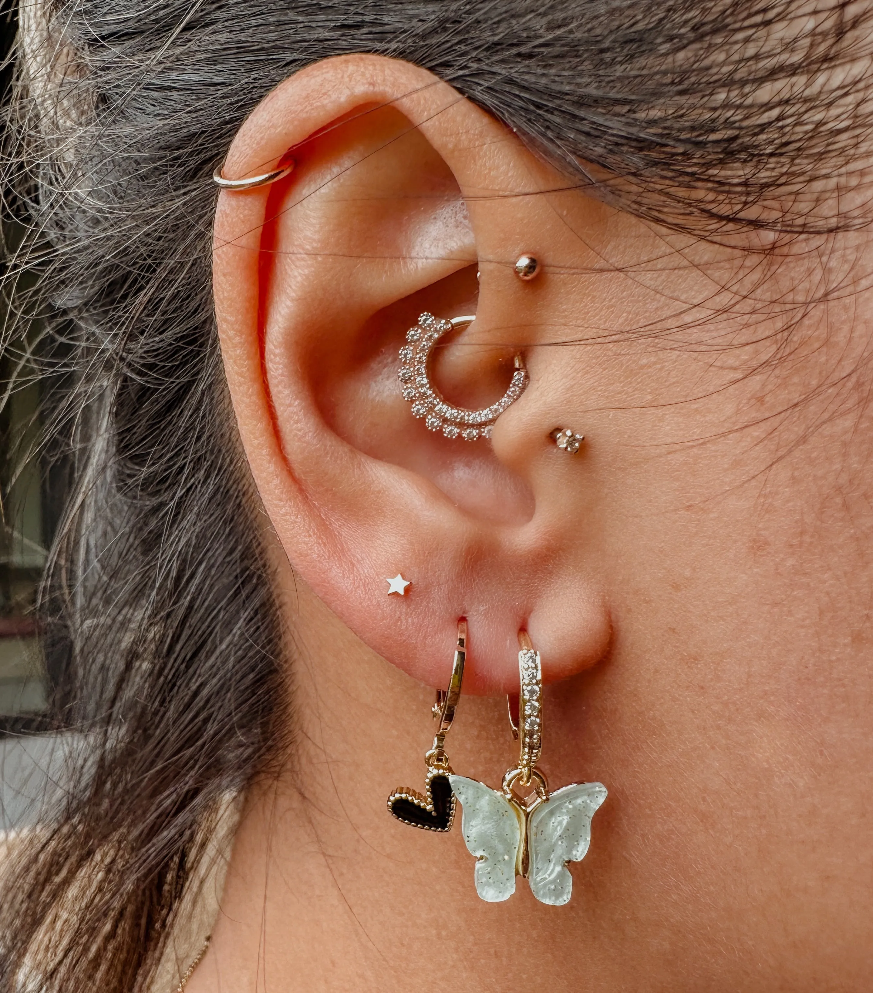 Mini Black Heart Earrings