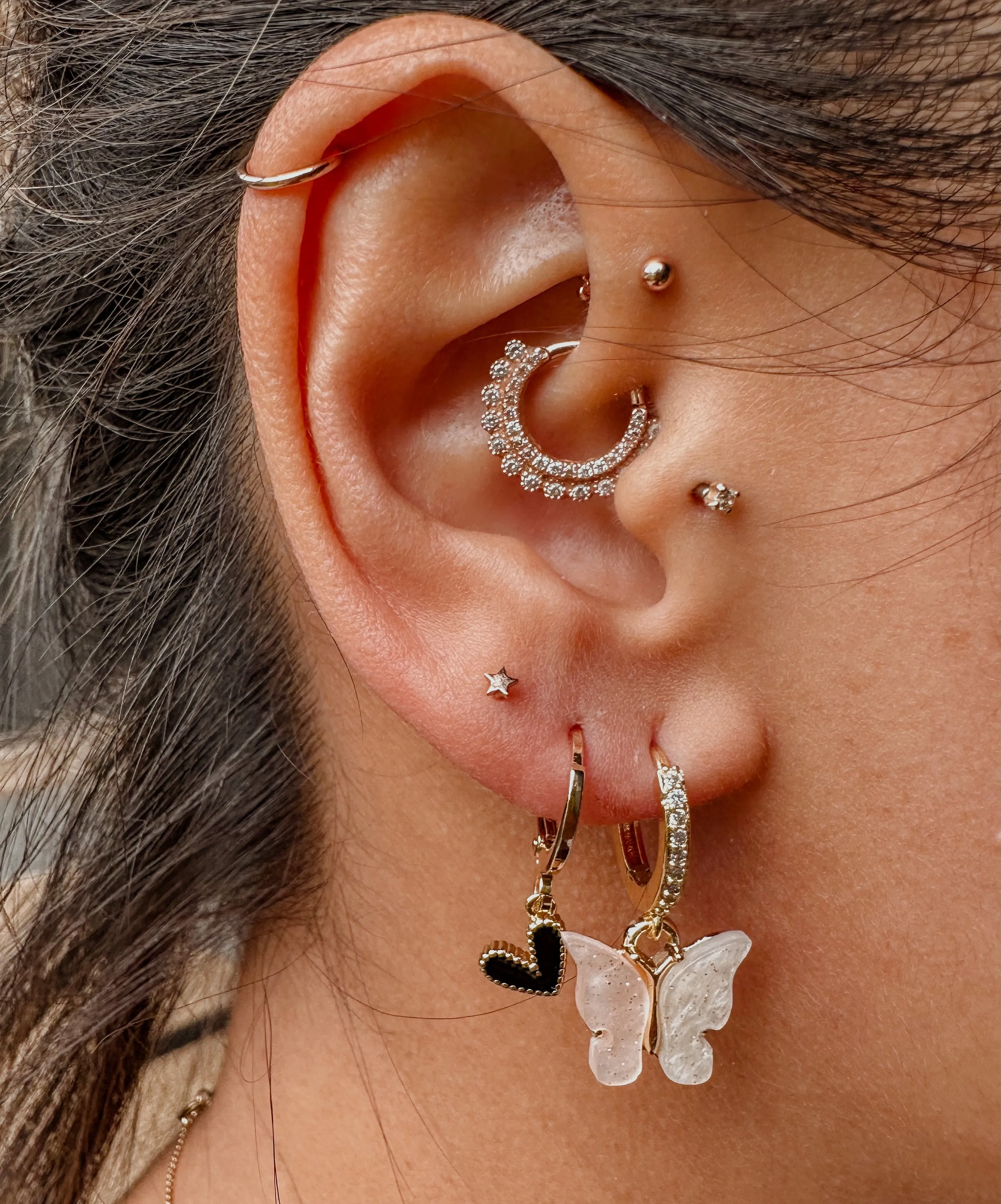 Mini Black Heart Earrings