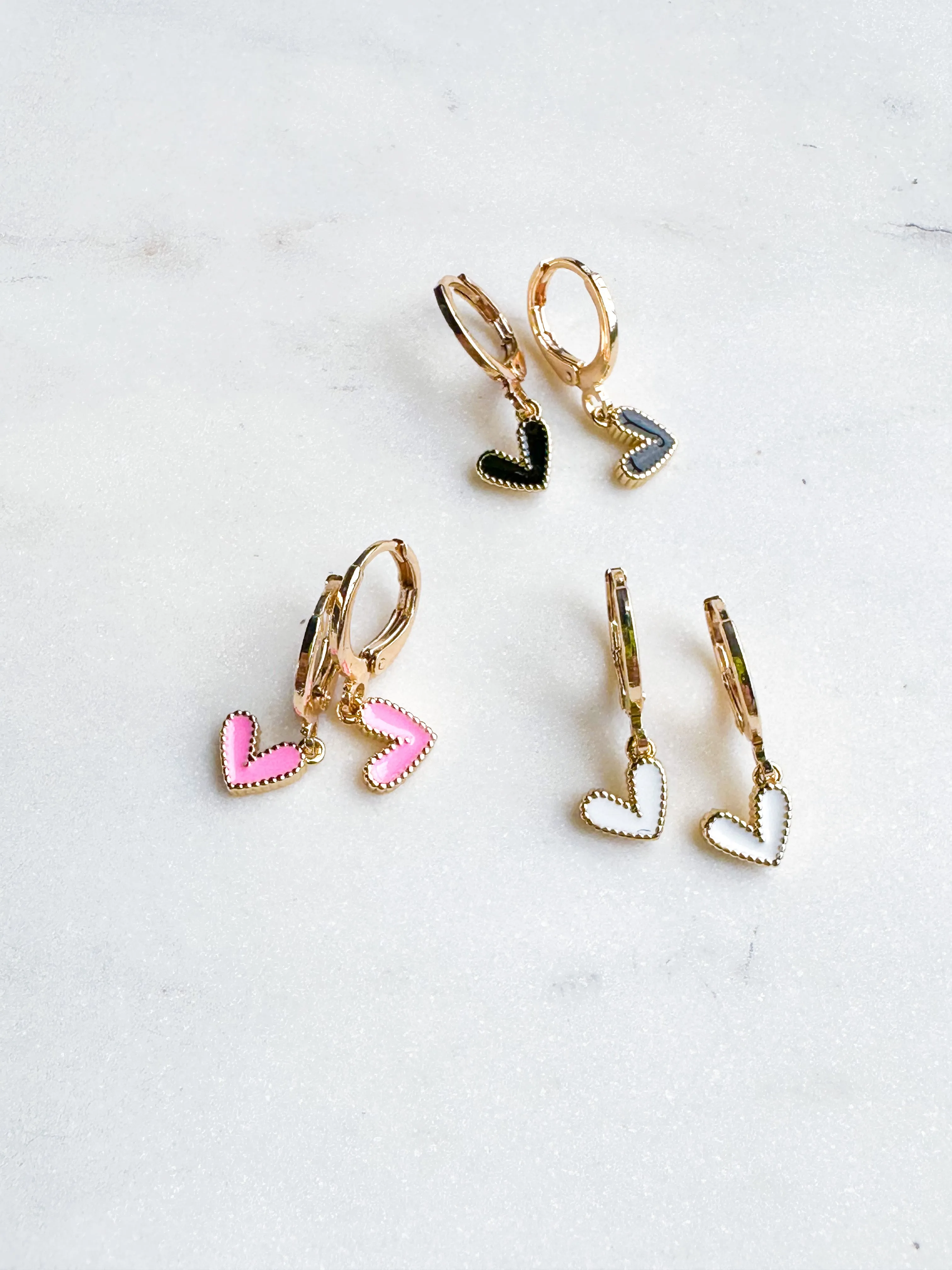 Mini Black Heart Earrings