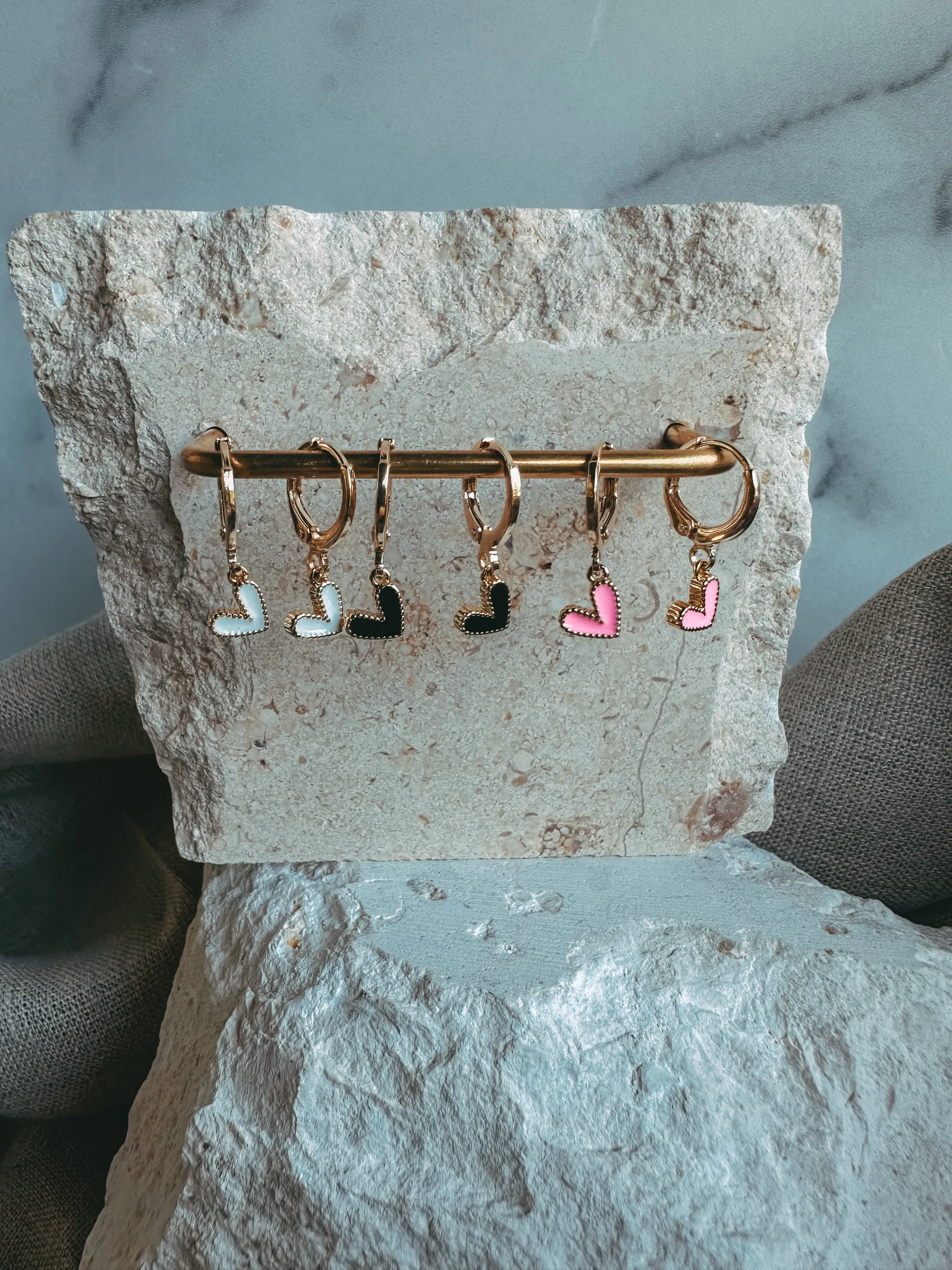 Mini Black Heart Earrings