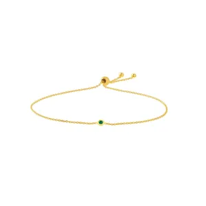 Mini Emerald Bezel Bolo Bracelet