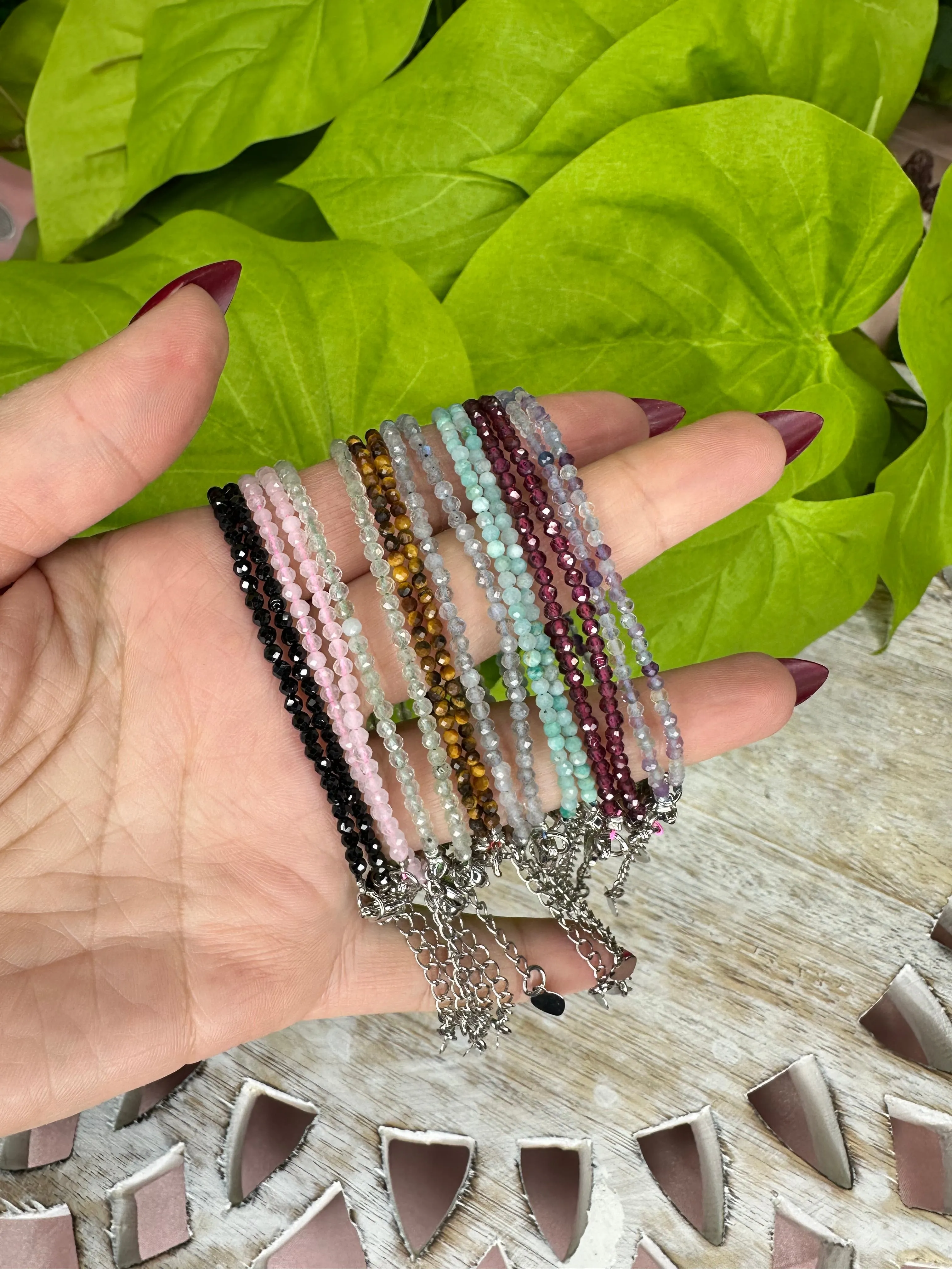 Mini Faceted Bracelet -3 mm- You choose the mineral- dainty bracelet