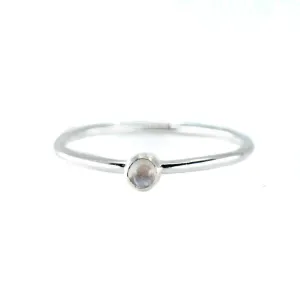 Mini Moonstone Stacking Ring in Silver