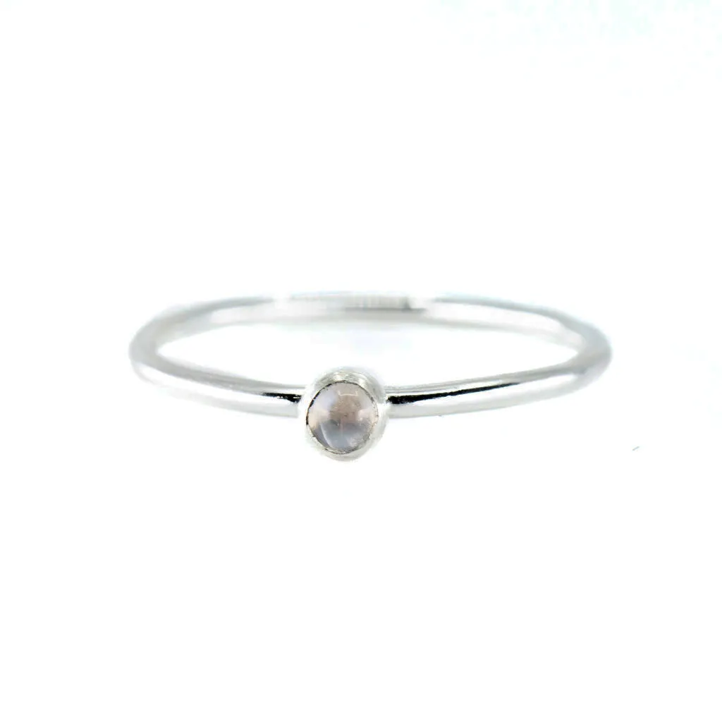 Mini Moonstone Stacking Ring in Silver