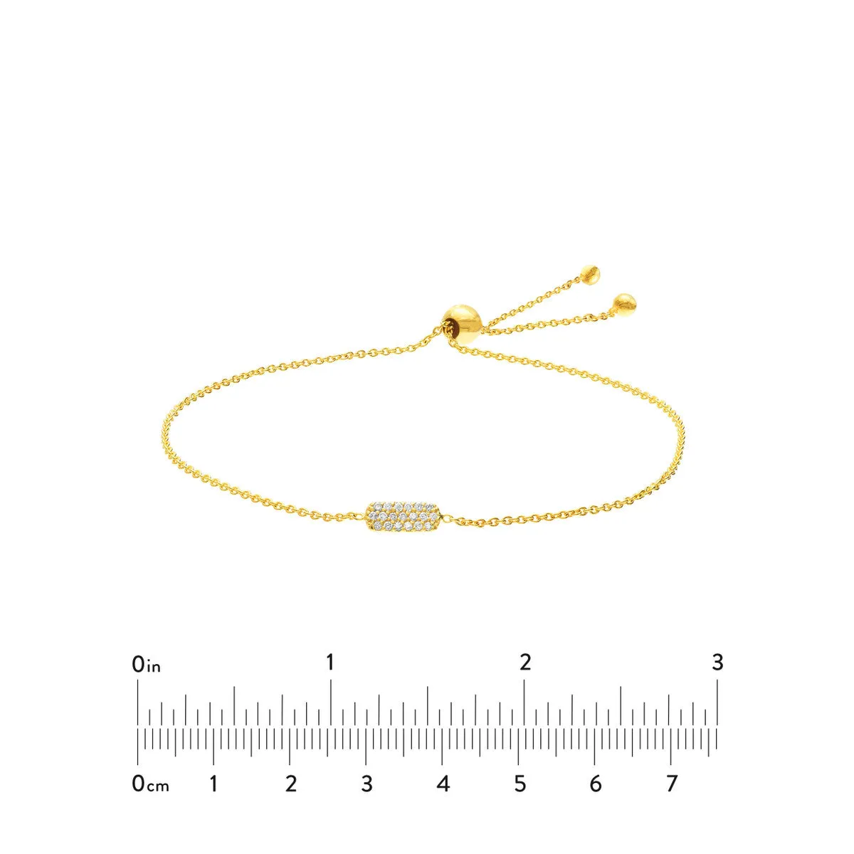 Mini Pave Diamond Dog Tag Bolo Bracelet