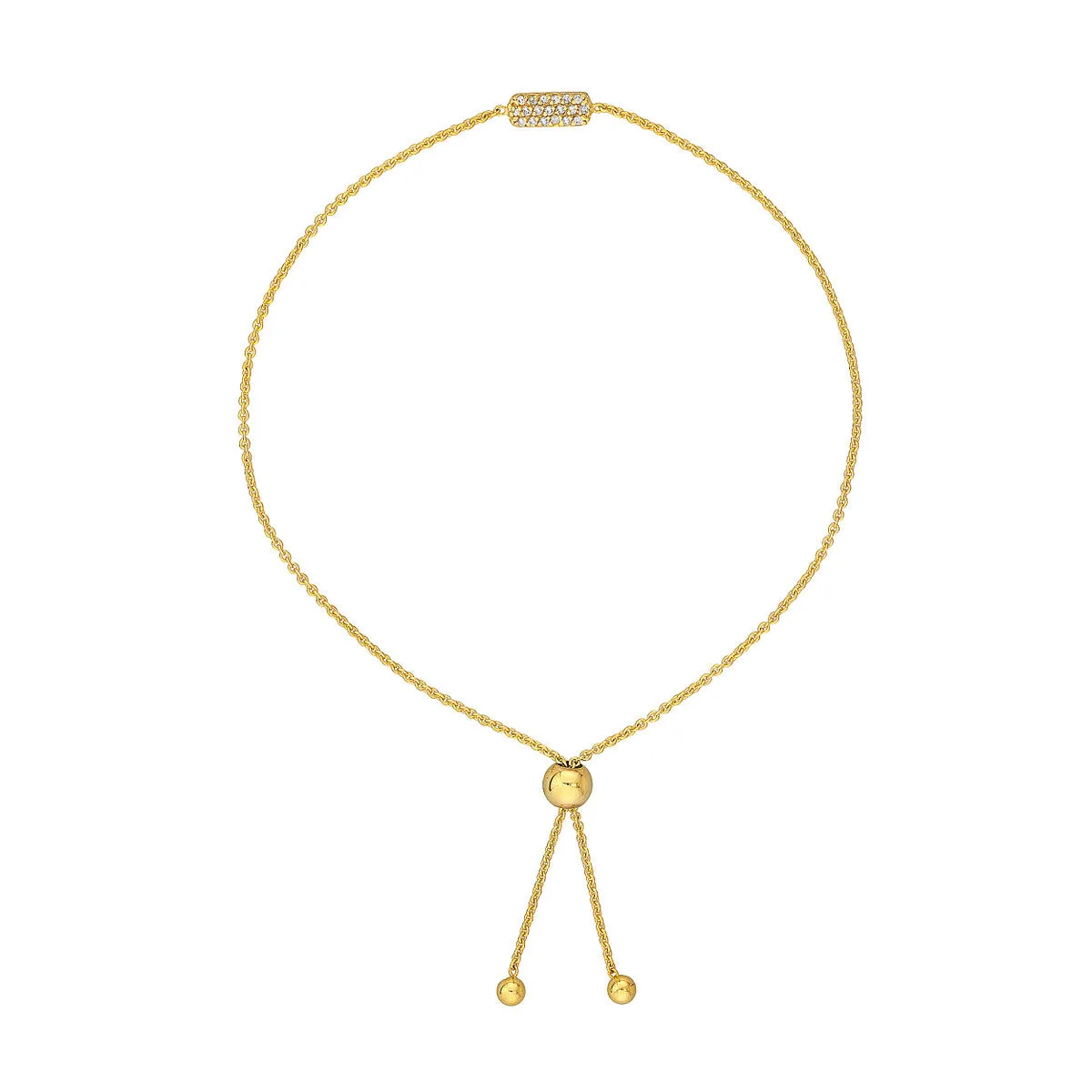 Mini Pave Diamond Dog Tag Bolo Bracelet