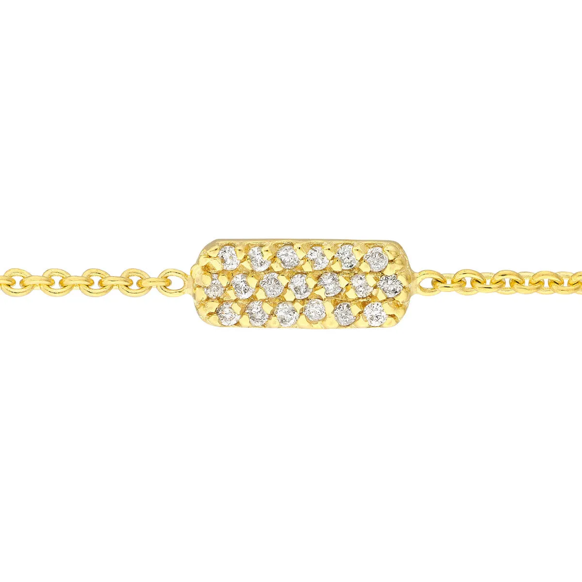 Mini Pave Diamond Dog Tag Bolo Bracelet