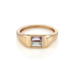 Modernist Signet Ring - Double Baguettes