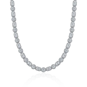 Moissaanite Emerald Cut Mix Clustered Tennis Chain - 7mm
