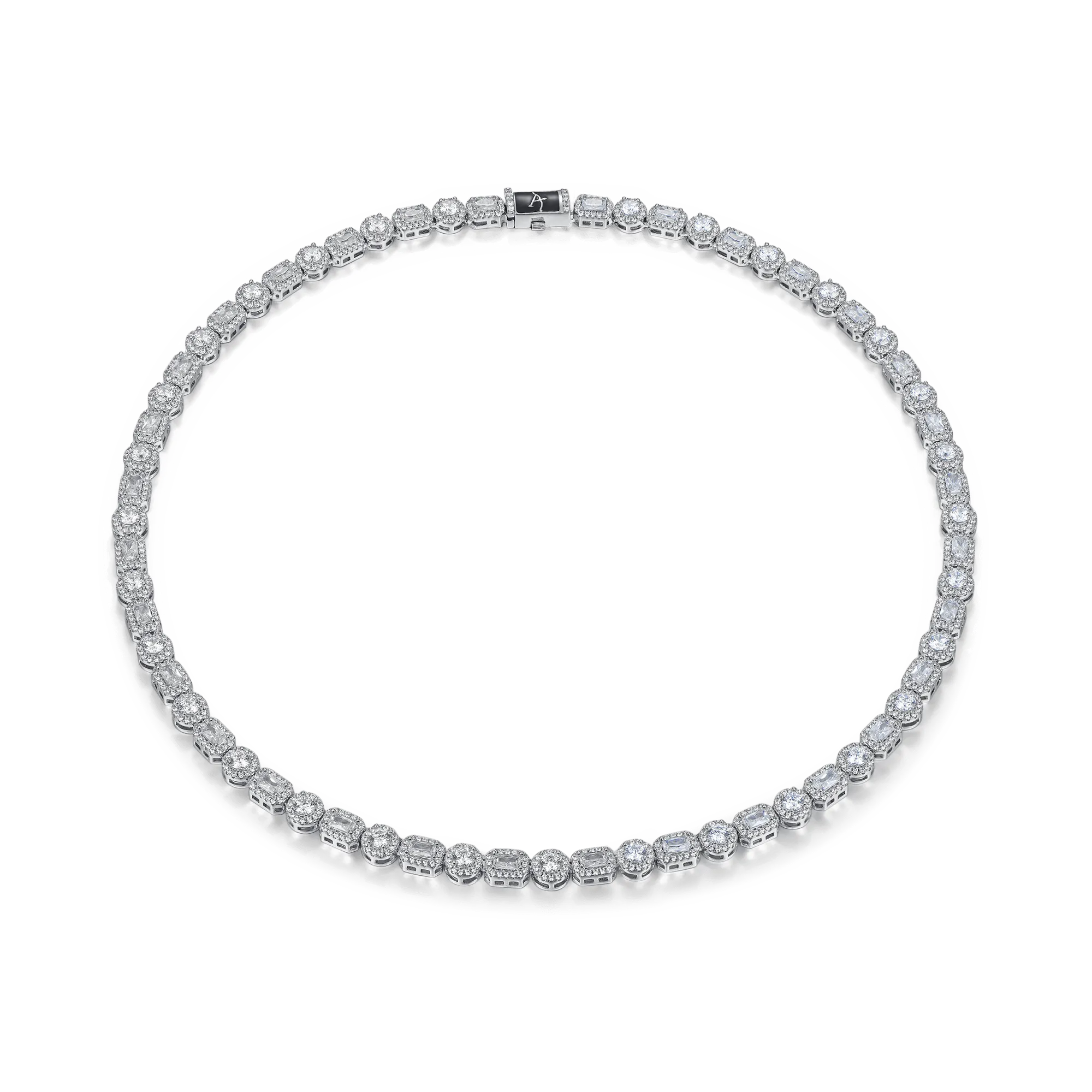 Moissaanite Emerald Cut Mix Clustered Tennis Chain - 7mm