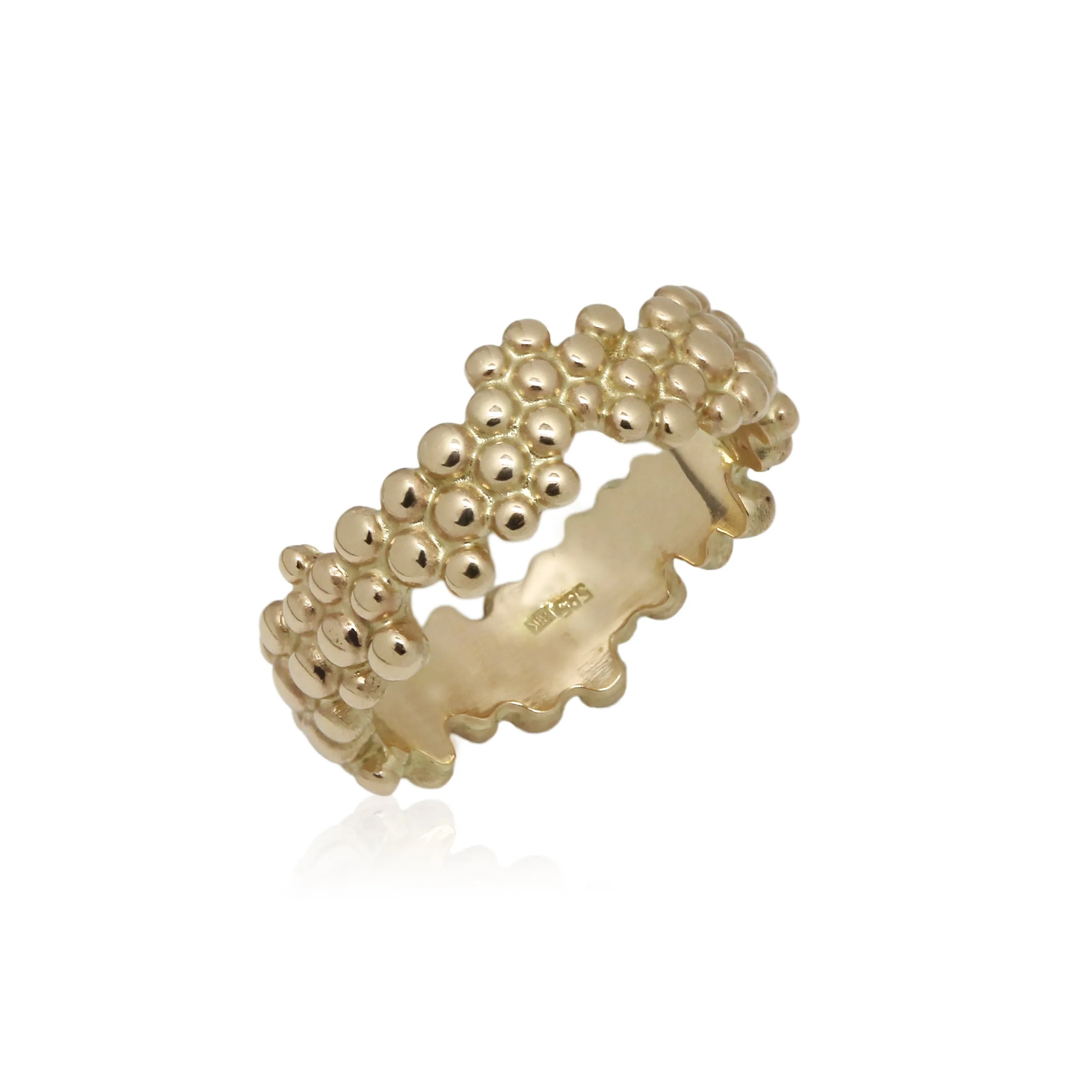 Molecular 14k yellow gold wedding ring