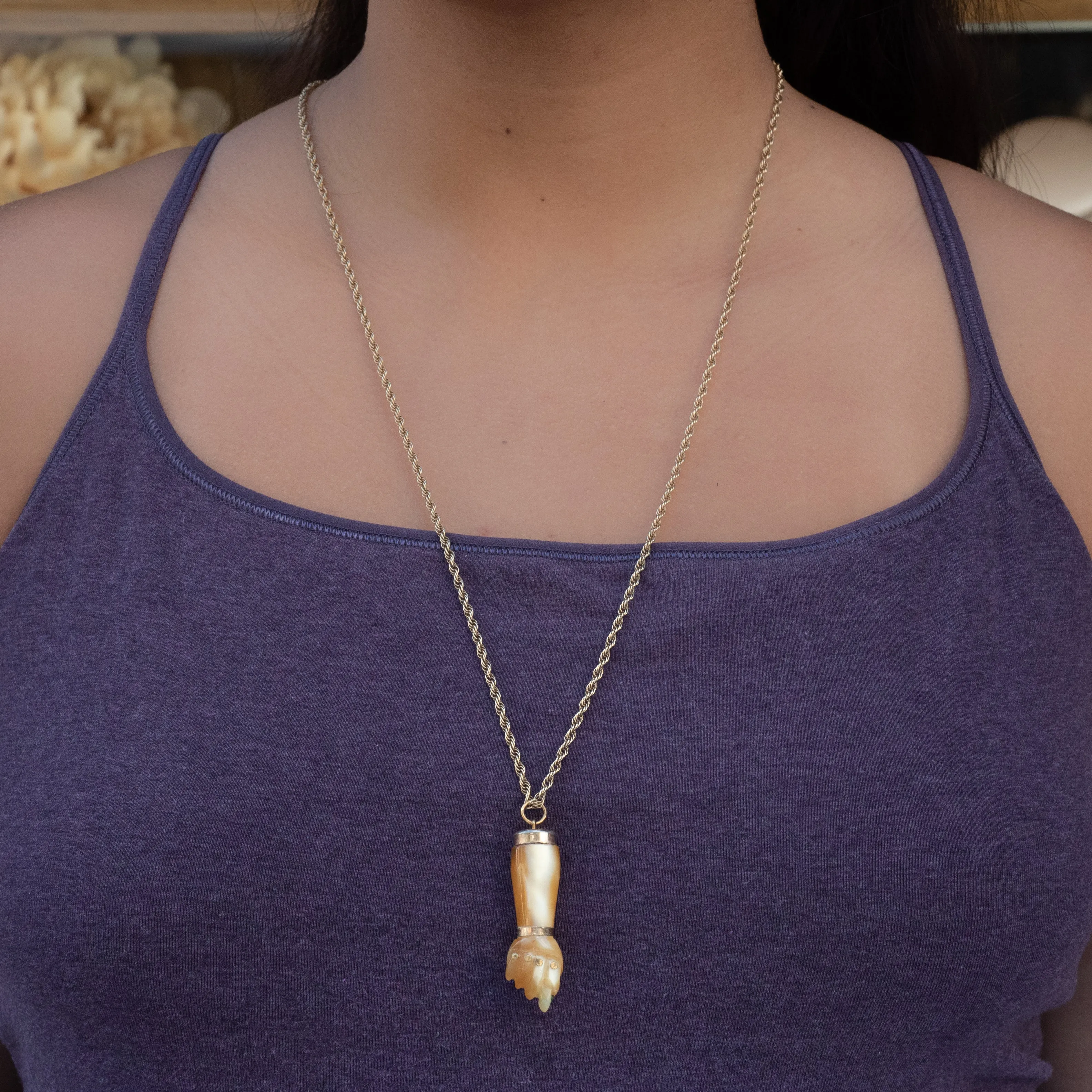 Mother Of Pearl Figa Hand Pendant