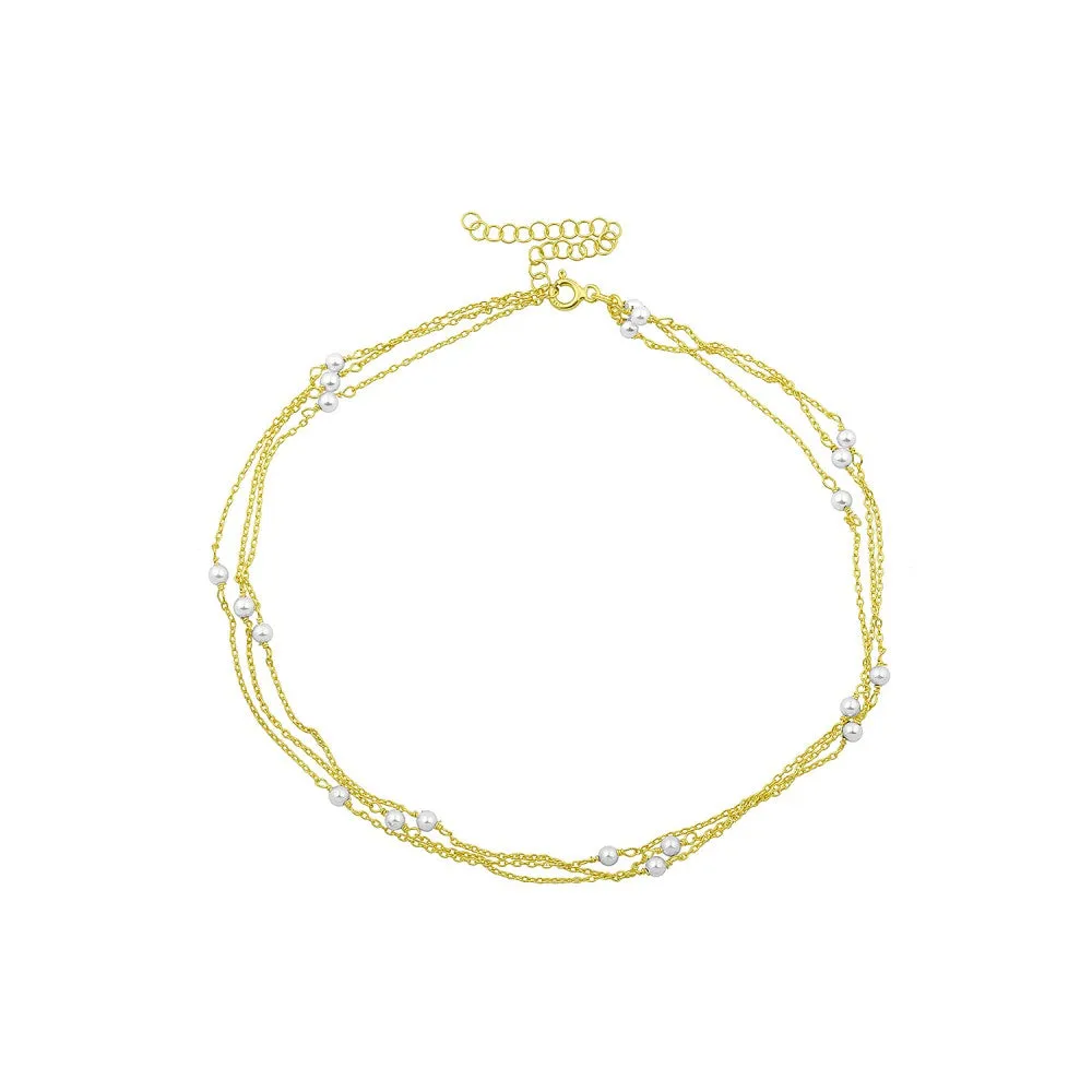 Multiple Dainty Chains With Stones Choker