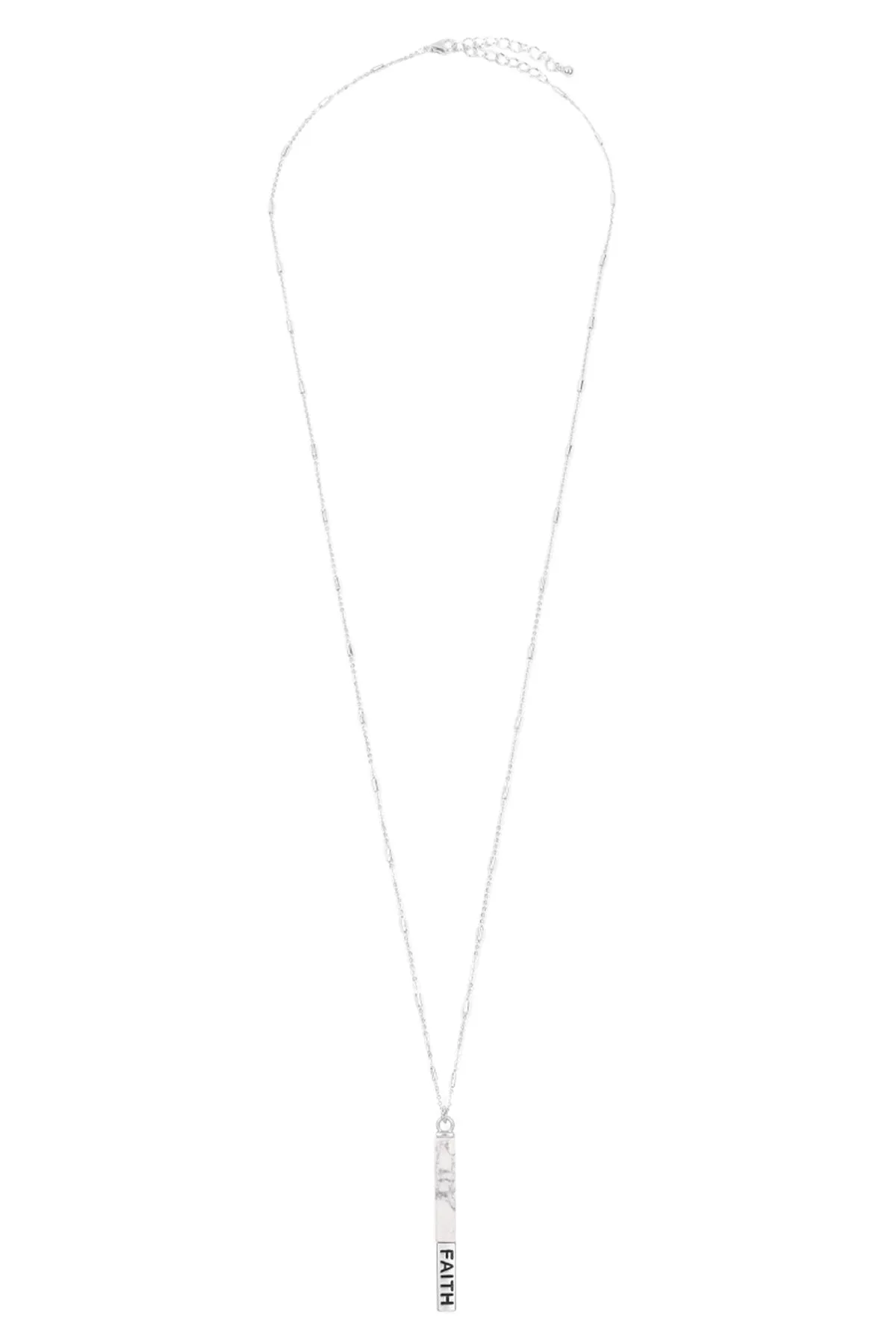 MYN1304 - NATURAL STONE "FAITH" PENDANT BAR NECKLACE