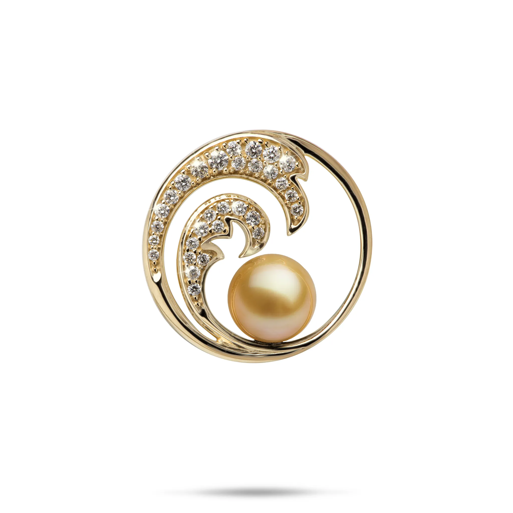 Nalu South Sea Gold Pearl Pendant in Gold with Diamonds - 24mm