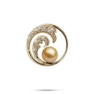 Nalu South Sea Gold Pearl Pendant in Gold with Diamonds - 24mm