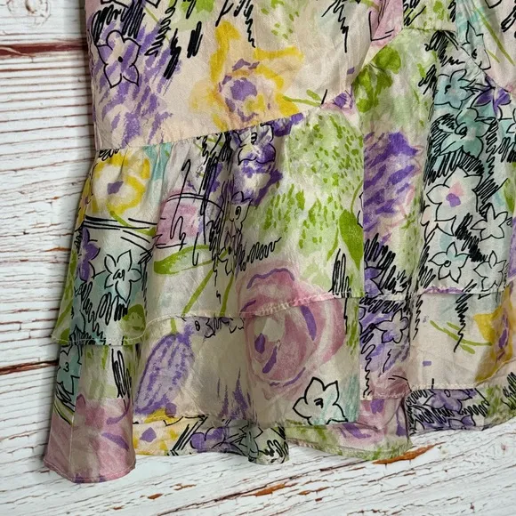 Nanette Lepore Floral Silk Trumpet Skirt Sz 6