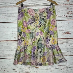 Nanette Lepore Floral Silk Trumpet Skirt Sz 6
