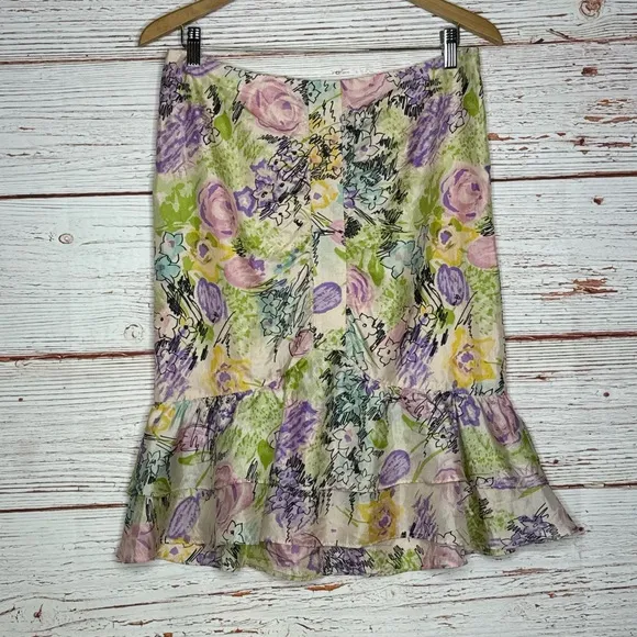 Nanette Lepore Floral Silk Trumpet Skirt Sz 6