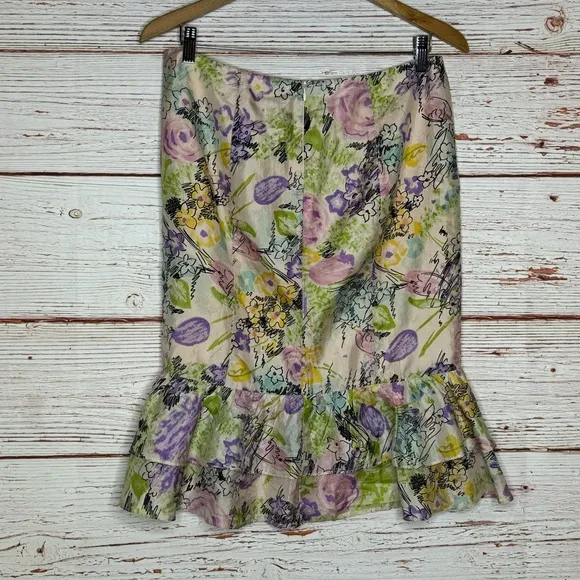 Nanette Lepore Floral Silk Trumpet Skirt Sz 6