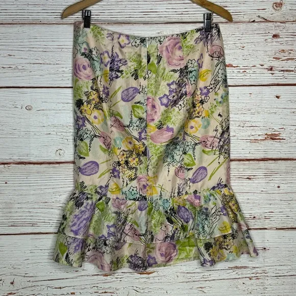 Nanette Lepore Floral Silk Trumpet Skirt Sz 6
