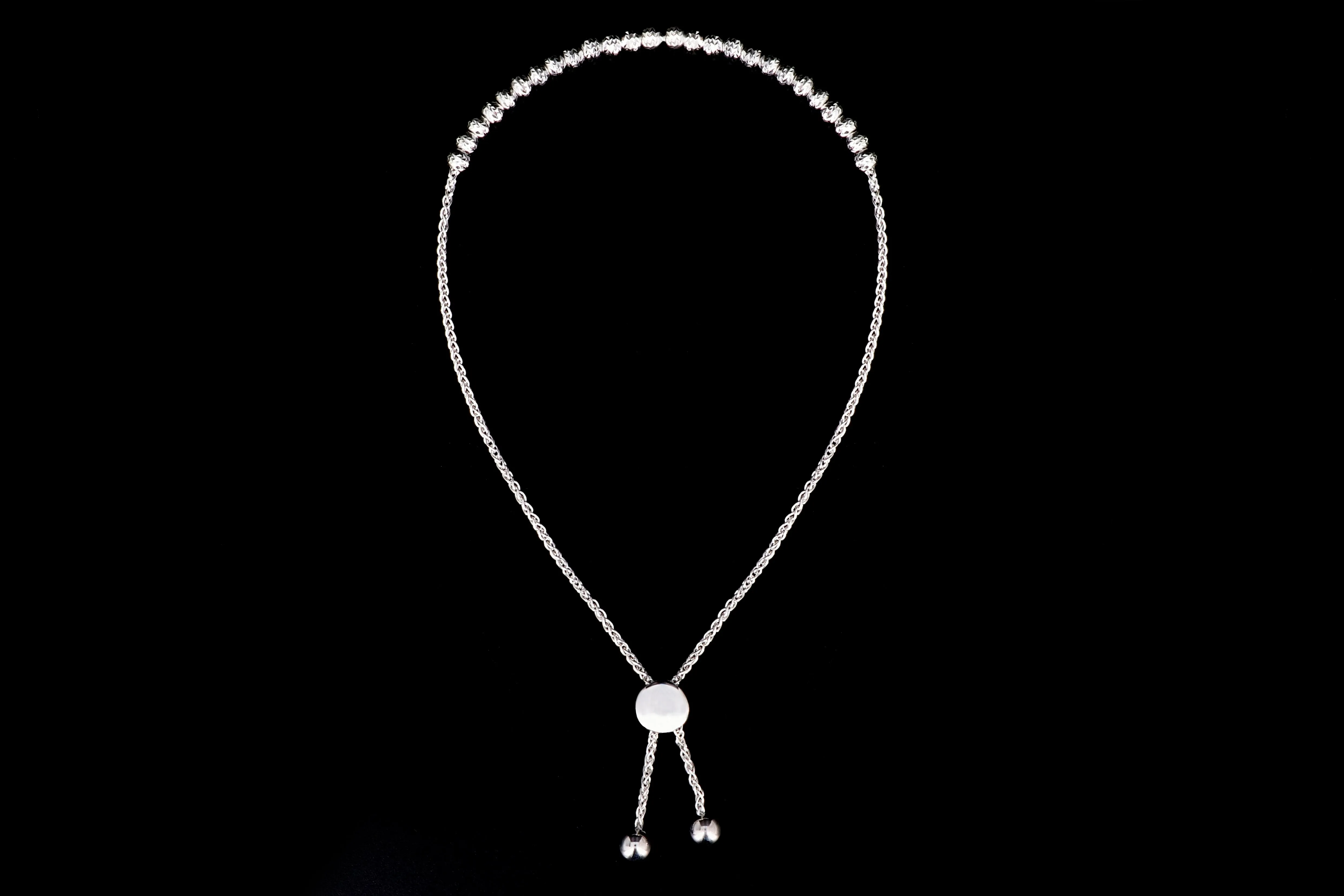 New 14K White Gold Diamond Cut Bolo Bracelet