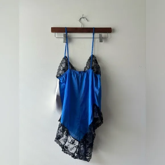 NWT Vintage body Fantasies black‎ and blue intimate sleep wear size L