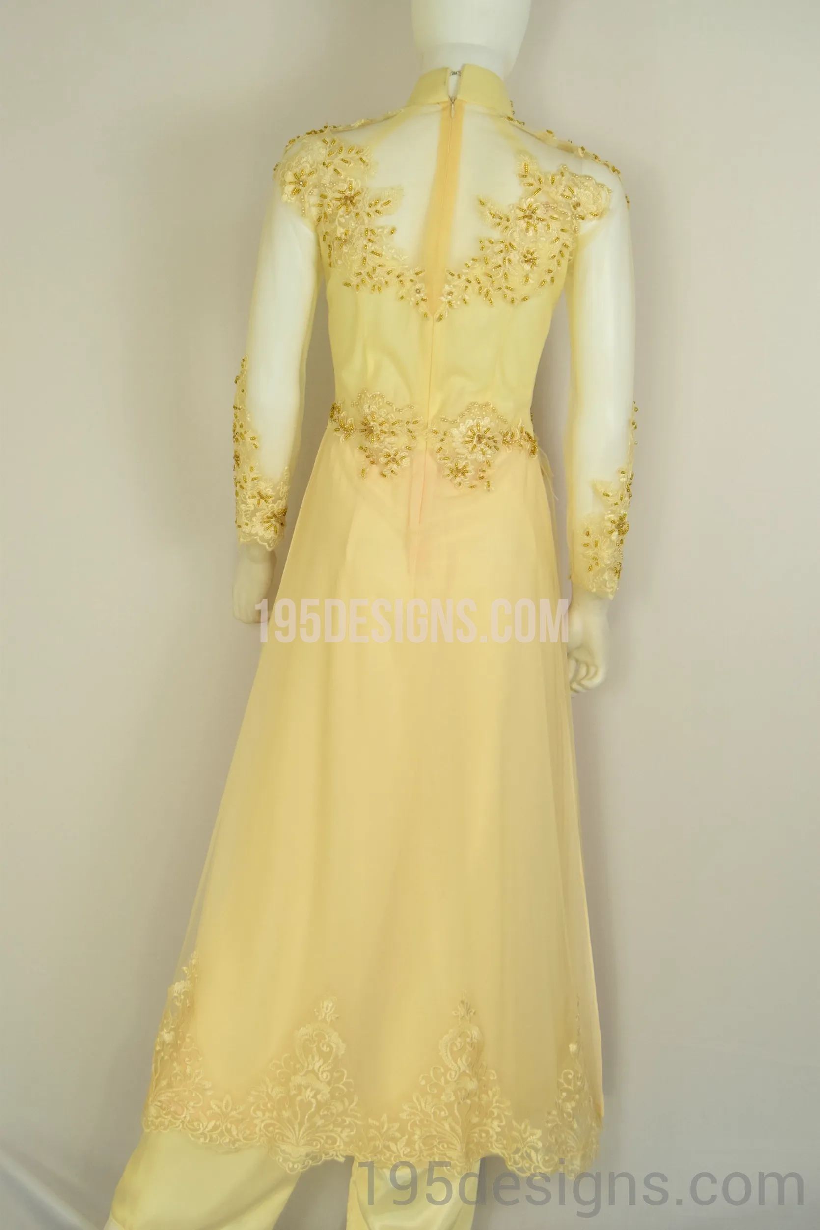ÁO DÀI Cưới Kem Vàng cao cấp Kết Đá Pha Lê| Gold color AO DAI Crystal Wedding