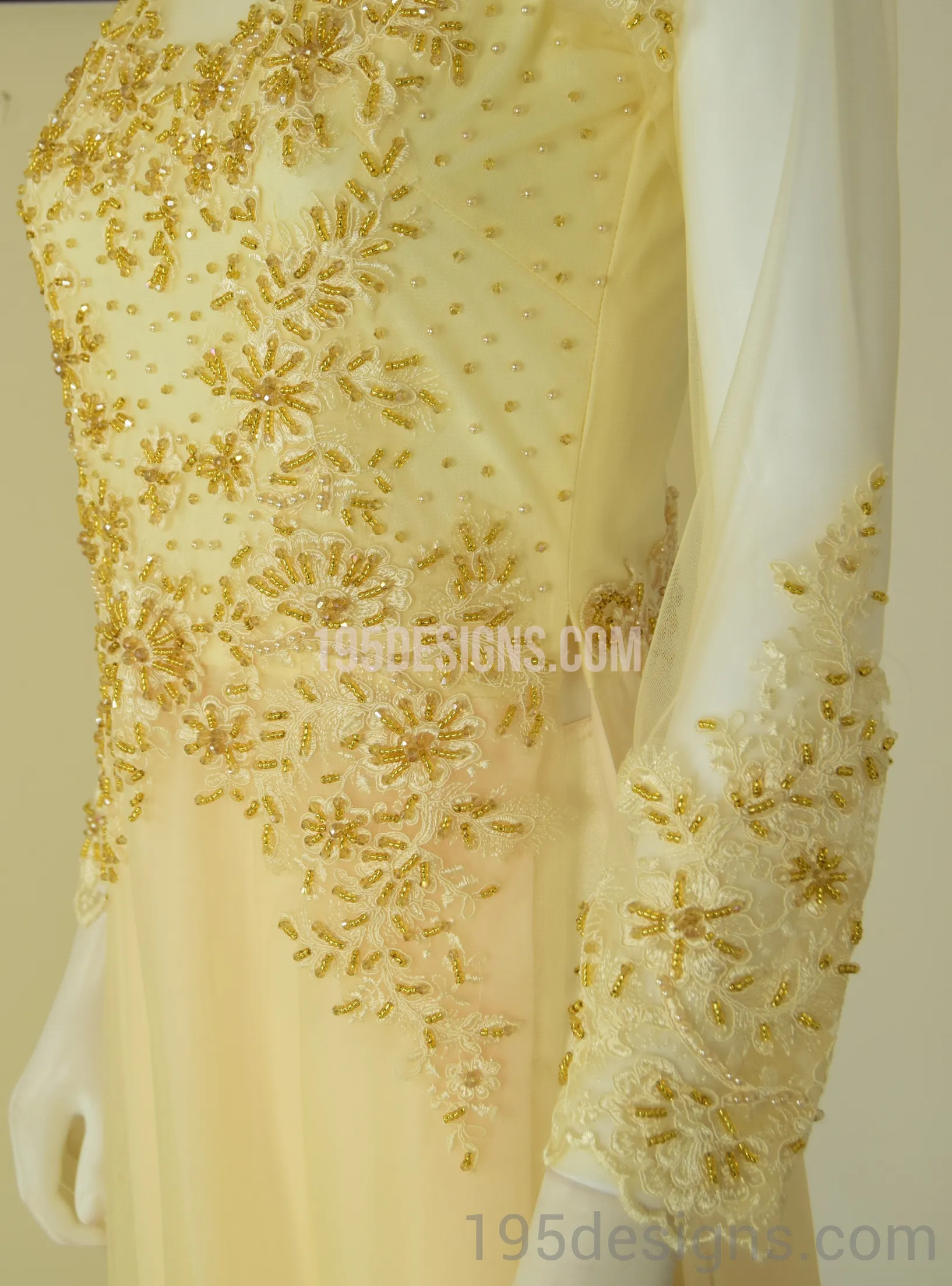 ÁO DÀI Cưới Kem Vàng cao cấp Kết Đá Pha Lê| Gold color AO DAI Crystal Wedding