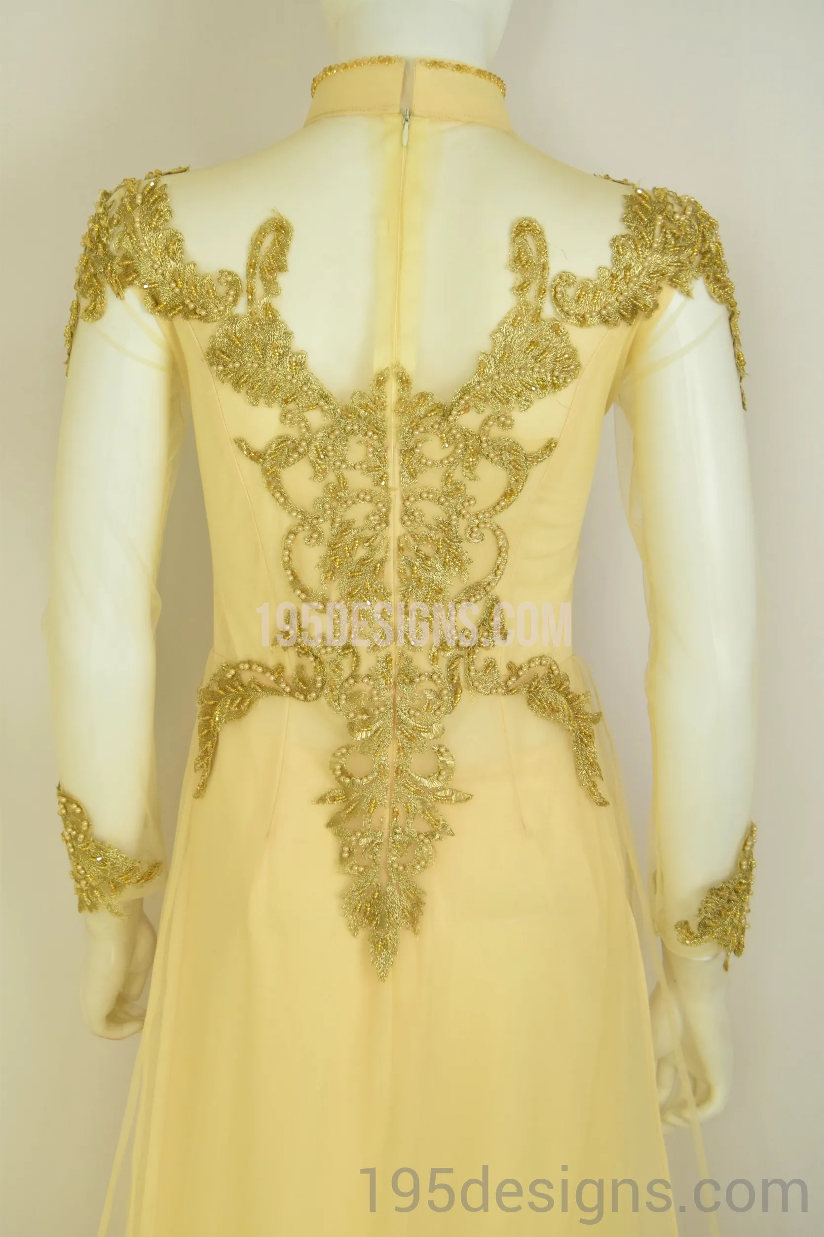 ÁO DÀI Cưới Kem Vàng cao cấp Kết Đá Pha Lê| Gold color AO DAI Crystal Wedding