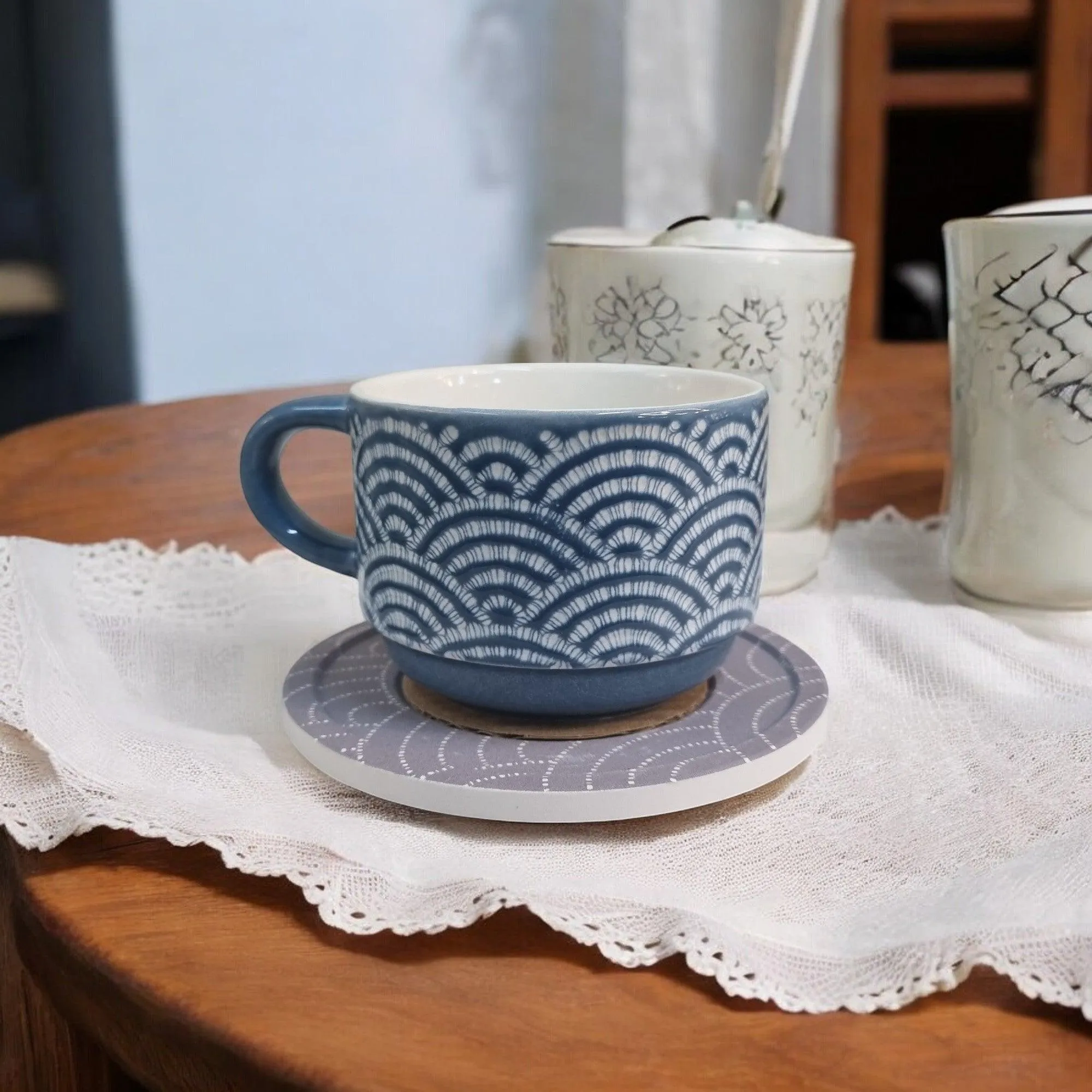Organza Pattern Series - Ceramic Mugs with Coasters