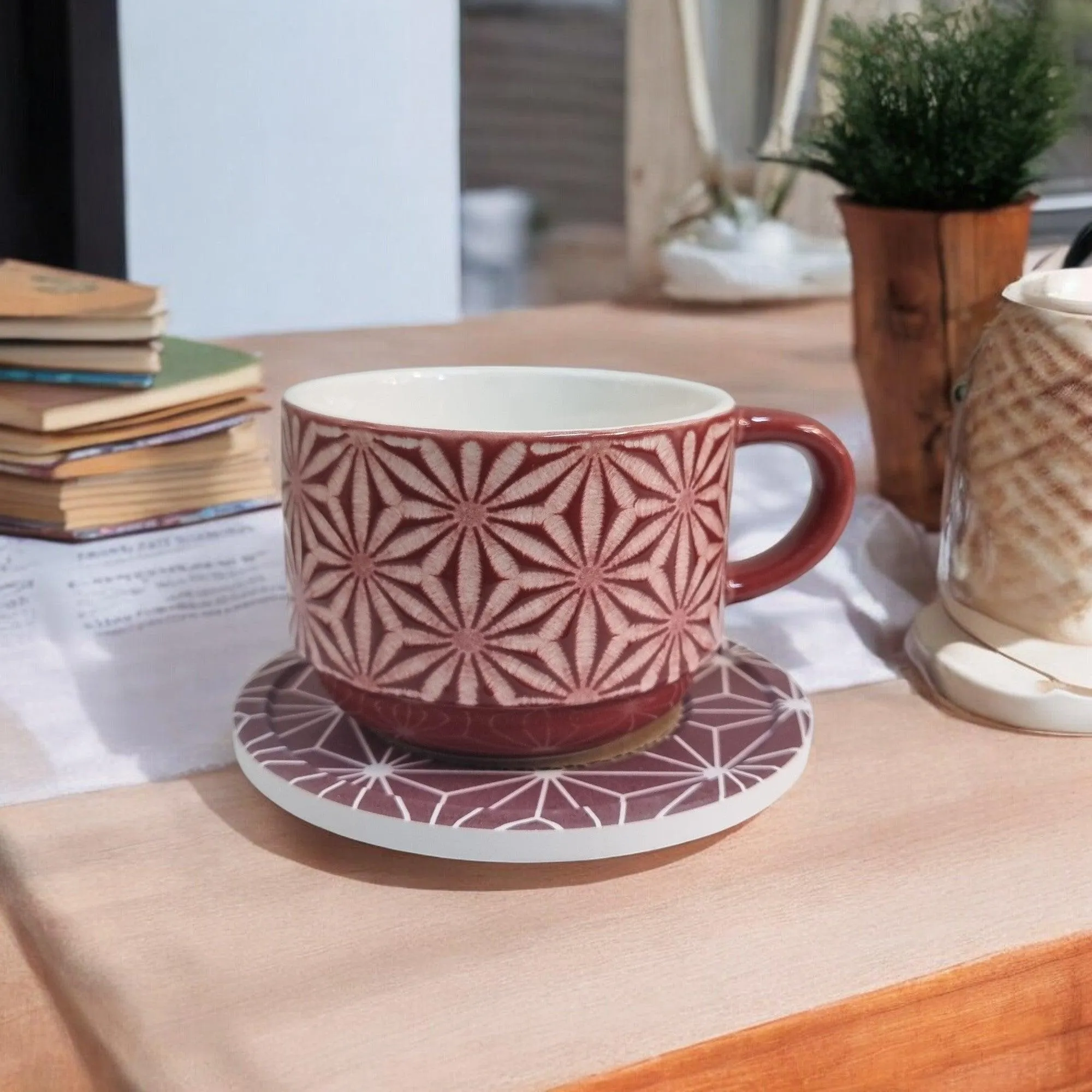 Organza Pattern Series - Ceramic Mugs with Coasters